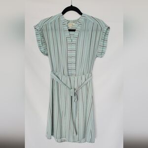 Monteau Striped Dress with Waist Tie